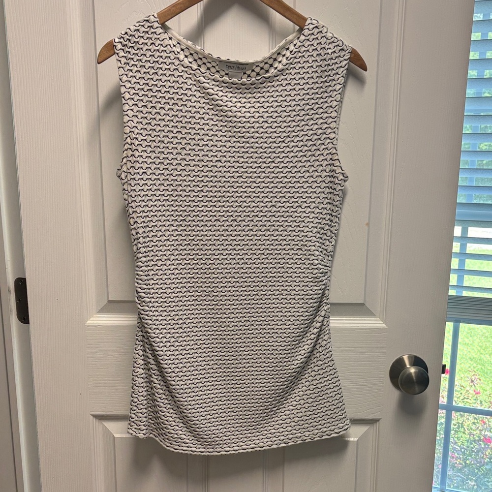 White House Black Market Black and White Patterned Tank Top